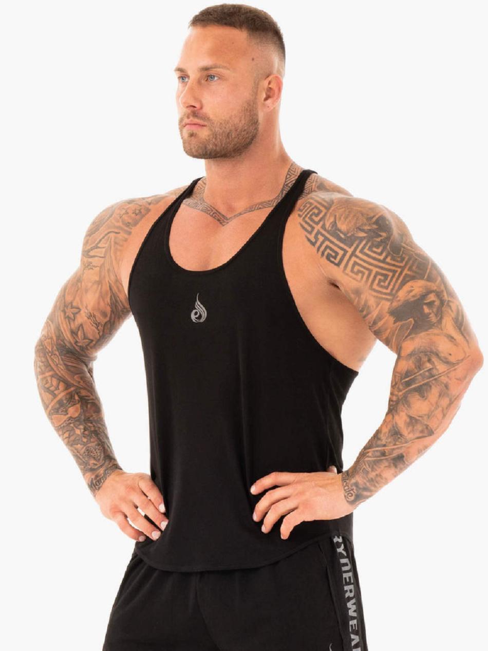 Black Men's Ryderwear Active T-Back Stringers | 82FV92047