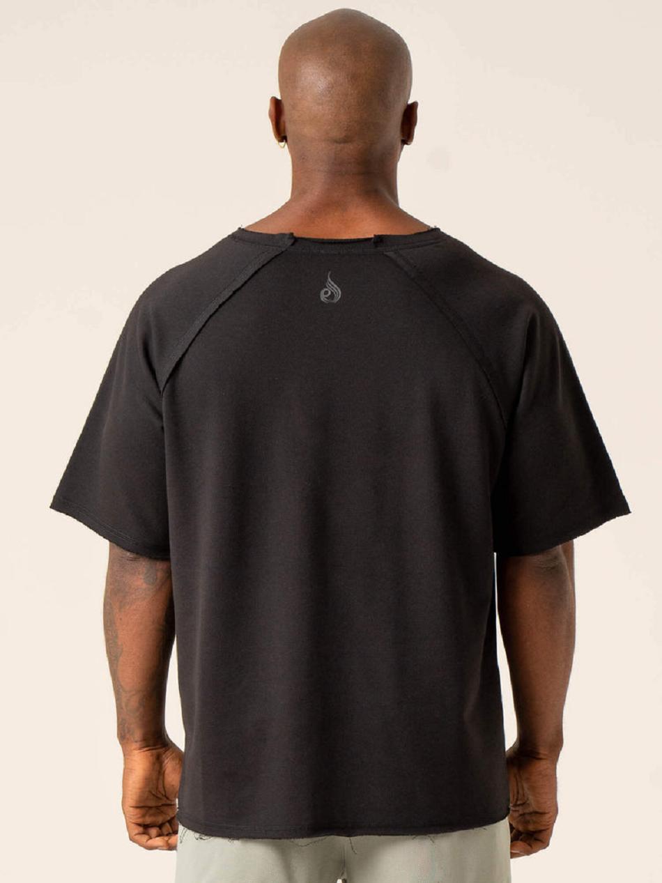 Black Men's Ryderwear Advance Fleece Rag Top T-shirt | 84RC66231