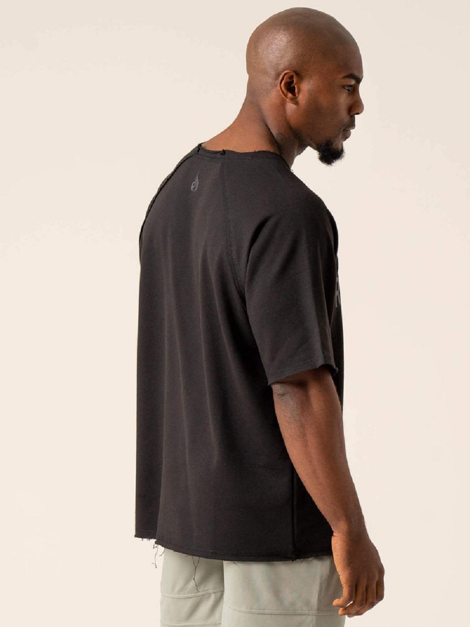 Black Men's Ryderwear Advance Fleece Rag Top T-shirt | 84RC66231