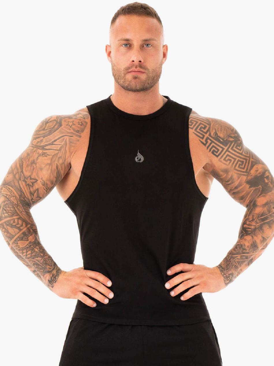 Black Men\'s Ryderwear Athletic Cut Tank Top | YGJ43146