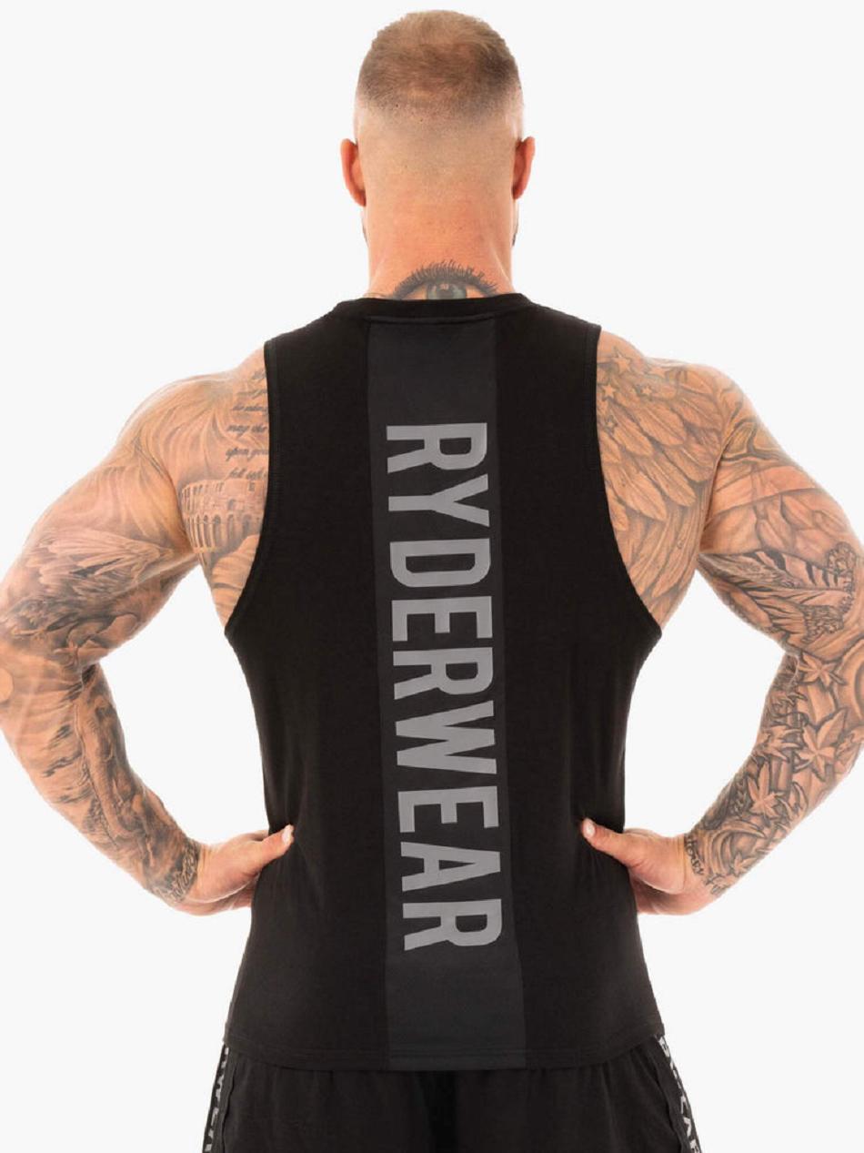 Black Men's Ryderwear Athletic Cut Tanks | FR7793926