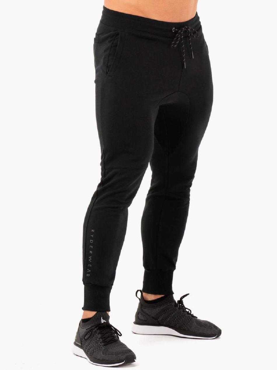 Black Men's Ryderwear Athletic Fleece Track Pants | YGJ38236