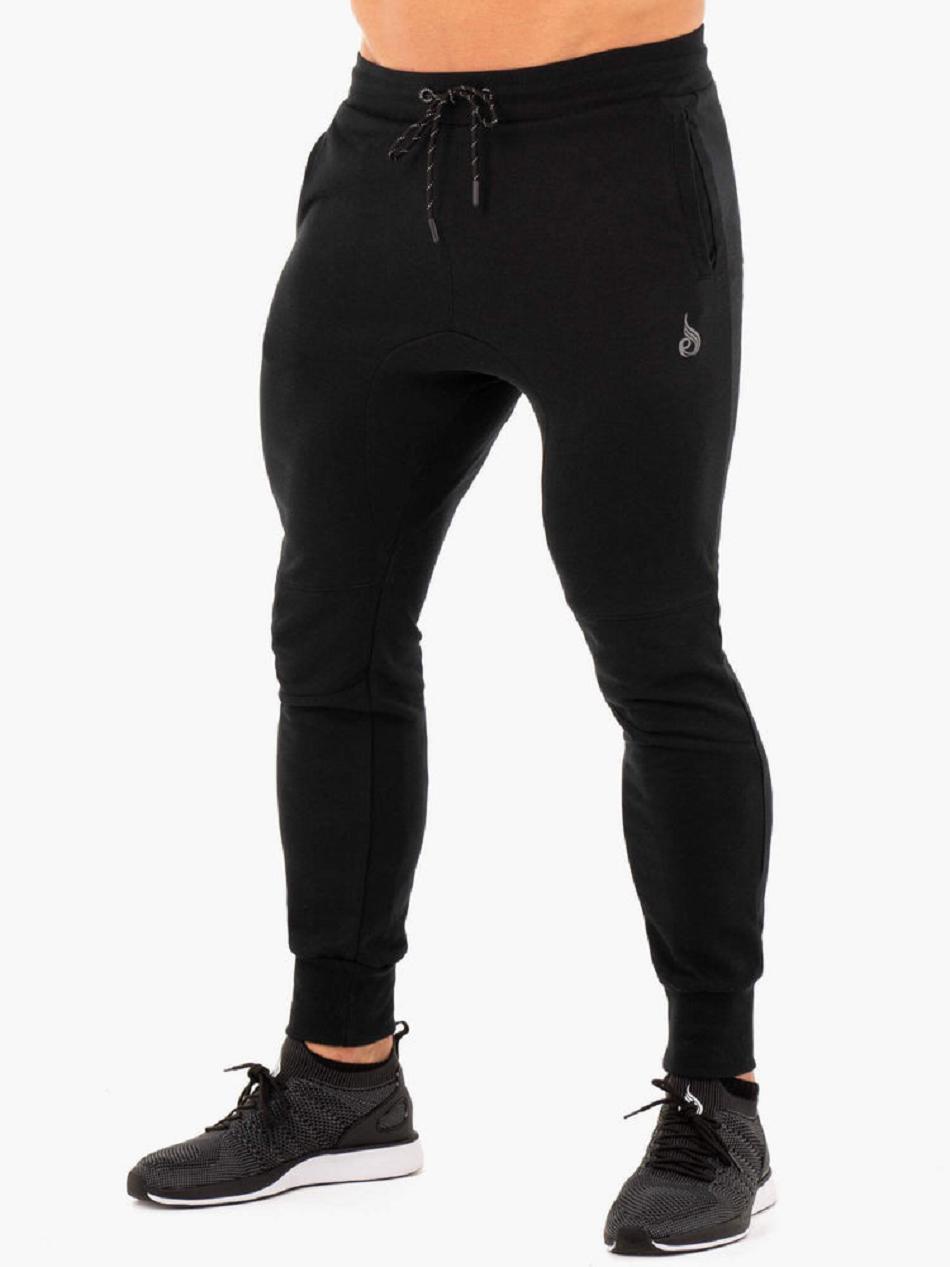 Black Men\'s Ryderwear Athletic Fleece Track Pants | YGJ38236