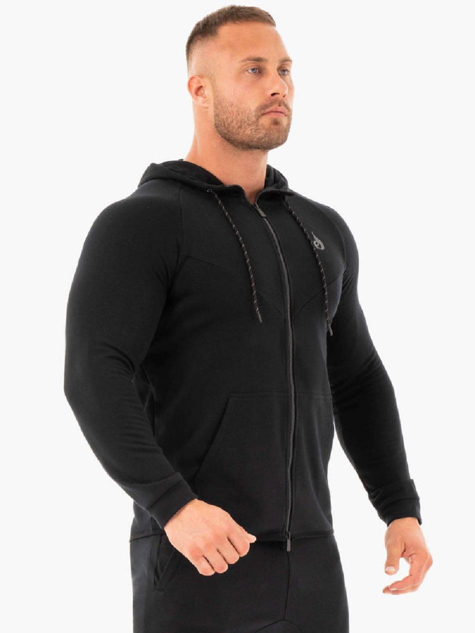 Black Men's Ryderwear Athletic Zip Up Hoodie | RFD52204