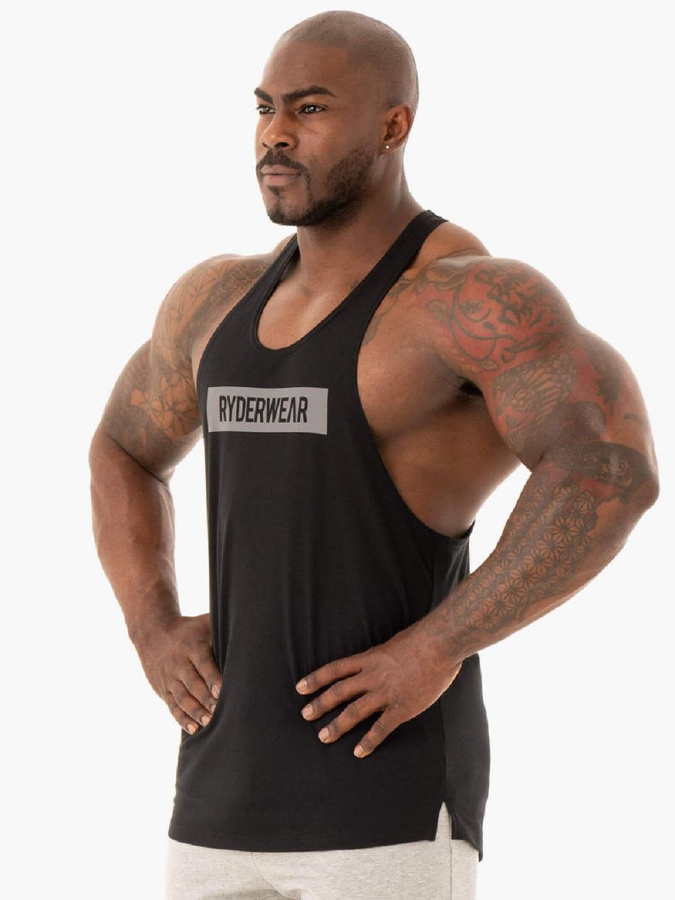 Black Men's Ryderwear Base Stringer T-Back Tanks | FG7945367