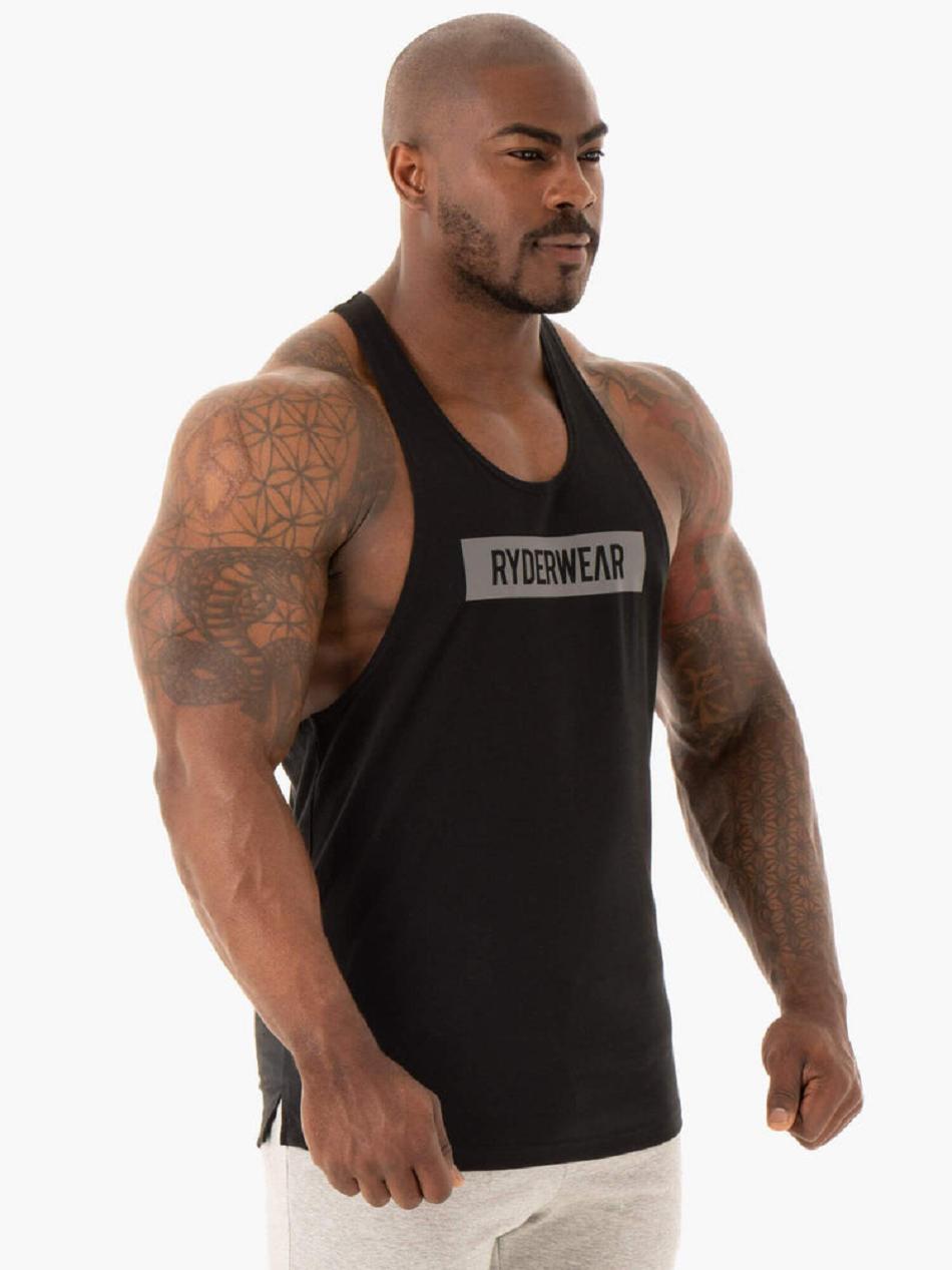 Black Men's Ryderwear Base Stringer T-Back Tanks | FG7945367