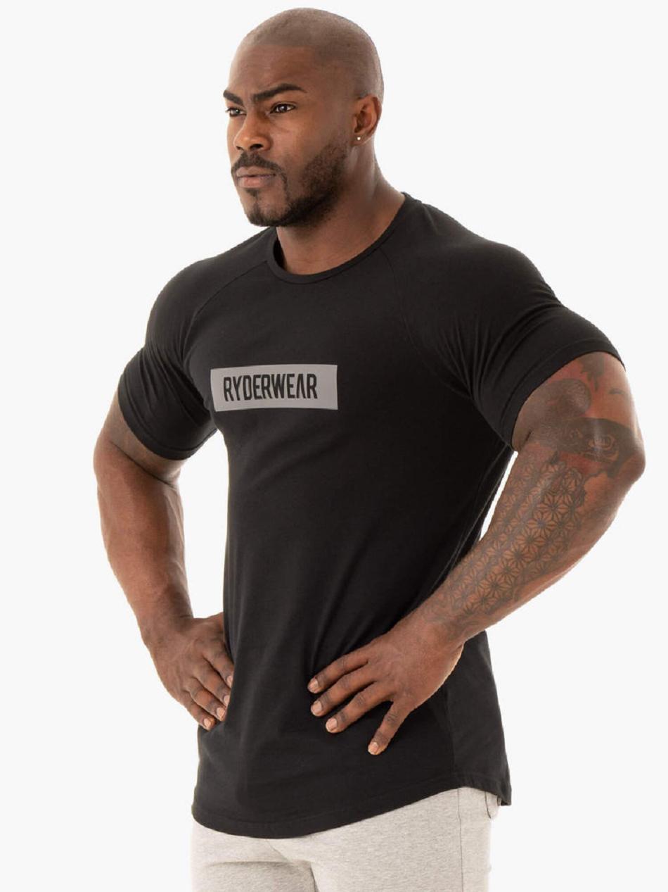 Black Men's Ryderwear Base T-Shirt Top | 86ES76191