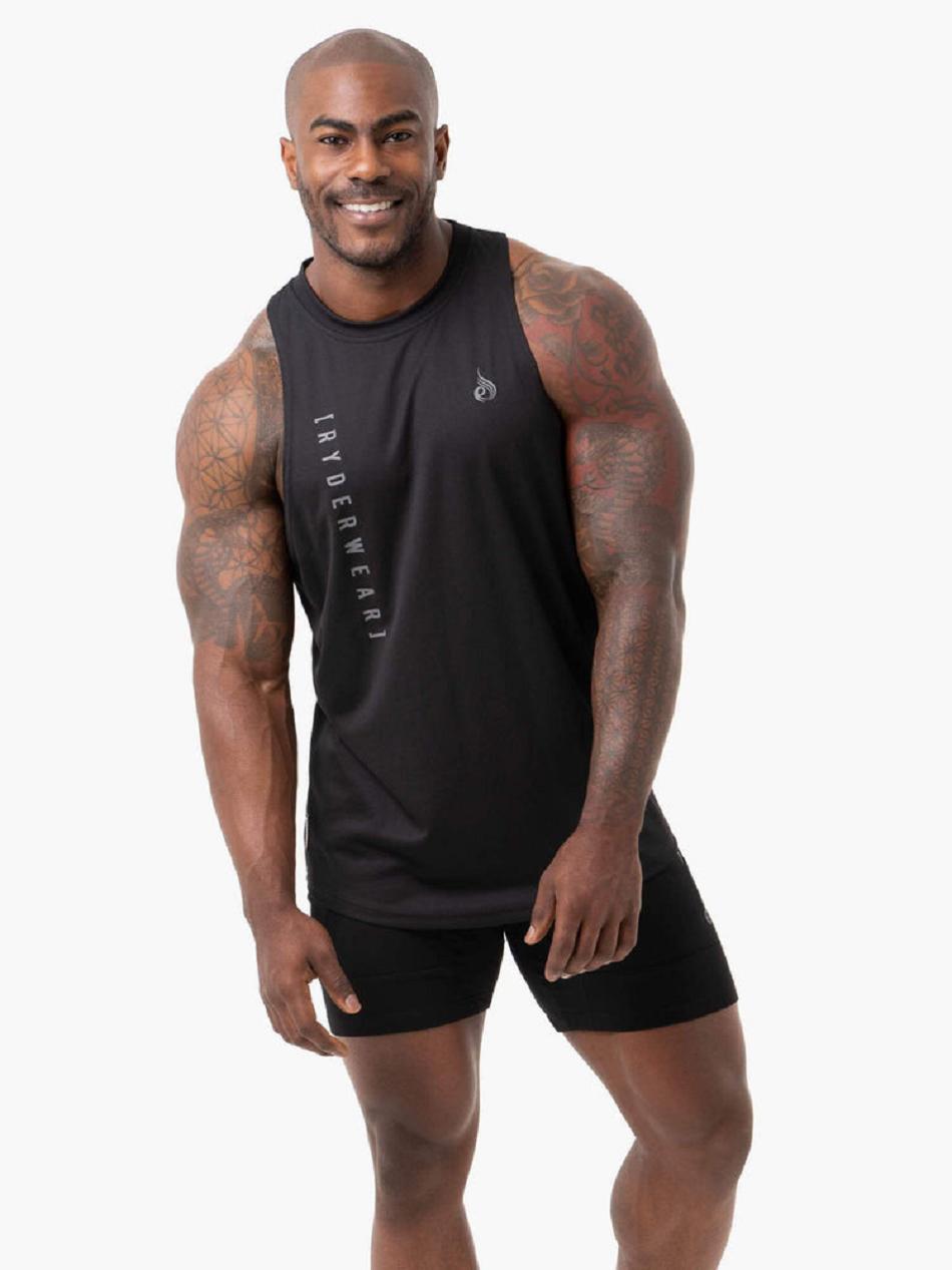 Black Men's Ryderwear Camo Tech Mesh Baller Tank Top | DS8435546