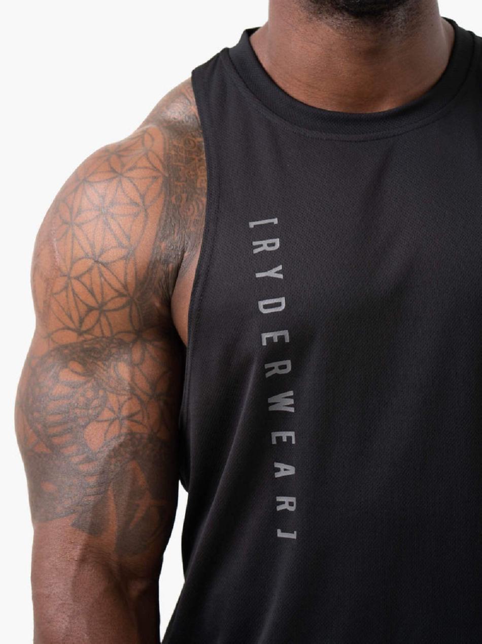 Black Men's Ryderwear Camo Tech Mesh Baller Tank Top | DS8435546