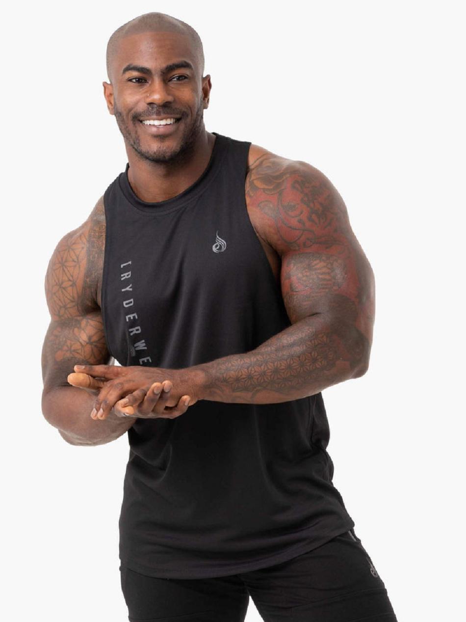 Black Men\'s Ryderwear Camo Tech Mesh Baller Tank Top | DS8435546