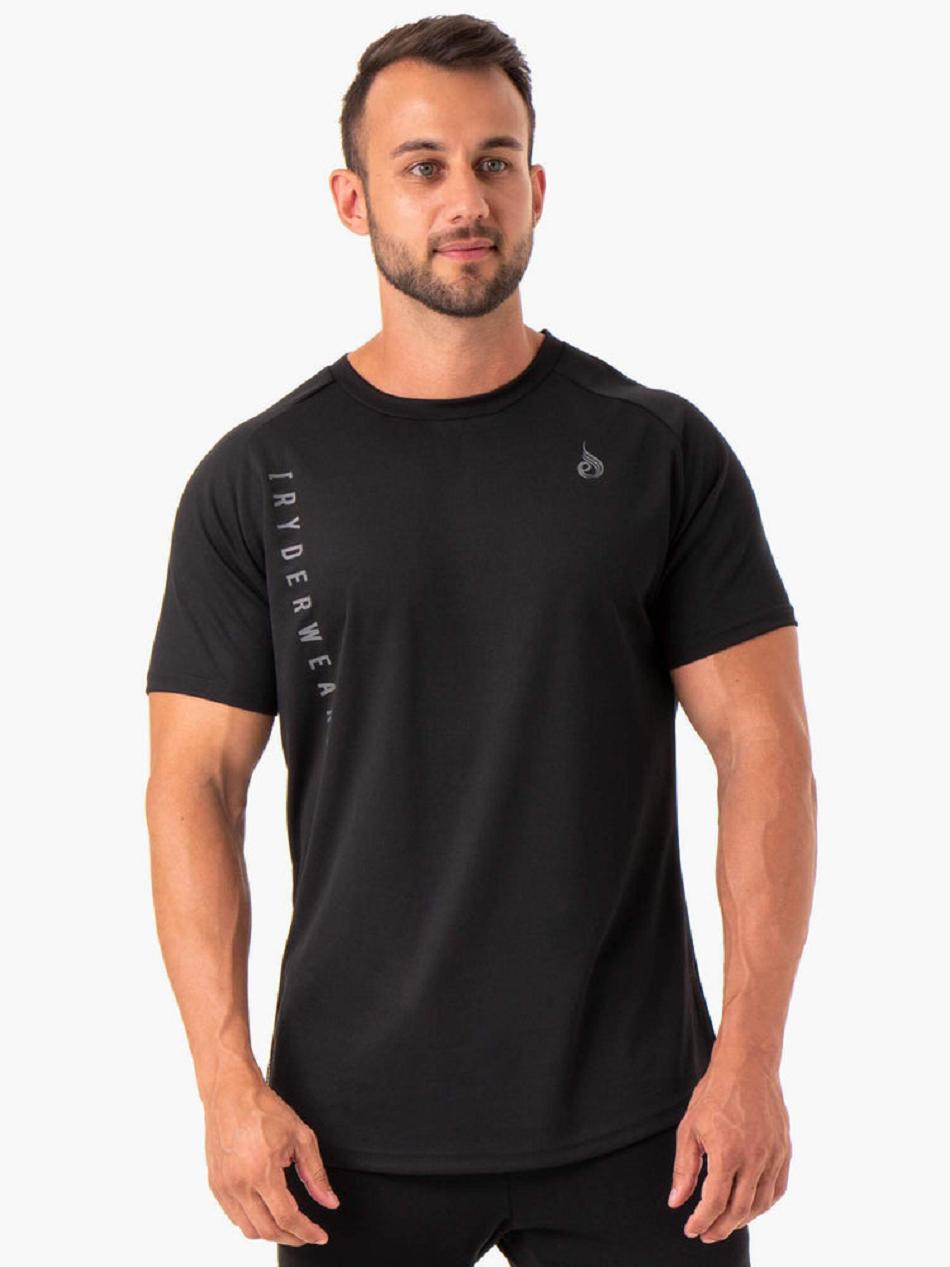 Black Men\'s Ryderwear Camo Tech Mesh T-Shirt Top | NG8467892