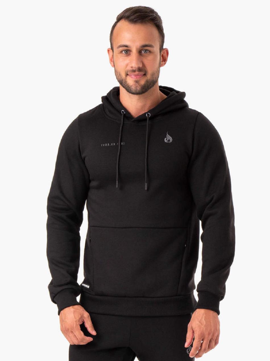 Black Men\'s Ryderwear Camo Tech Pullover Hoodie Top | 89KR22547