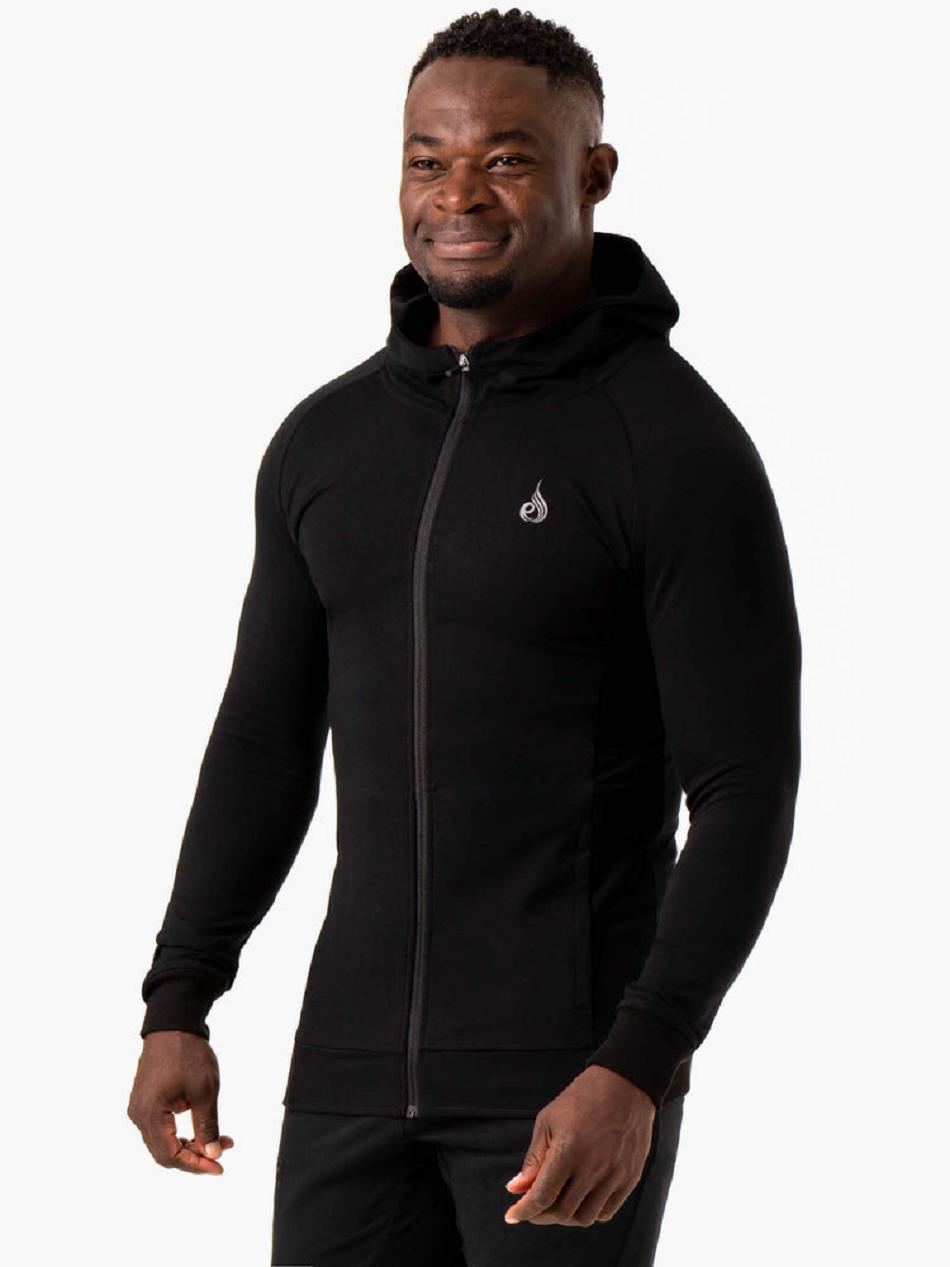 Black Men's Ryderwear Critical Zip Up Hoodie Top | 89YF81129