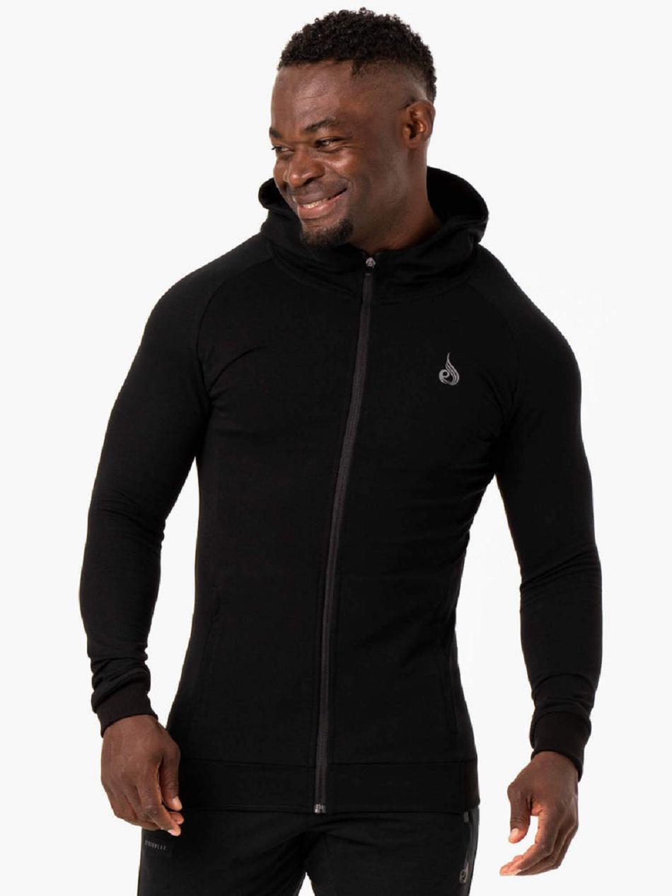 Black Men\'s Ryderwear Critical Zip Up Hoodie Top | 89YF81129