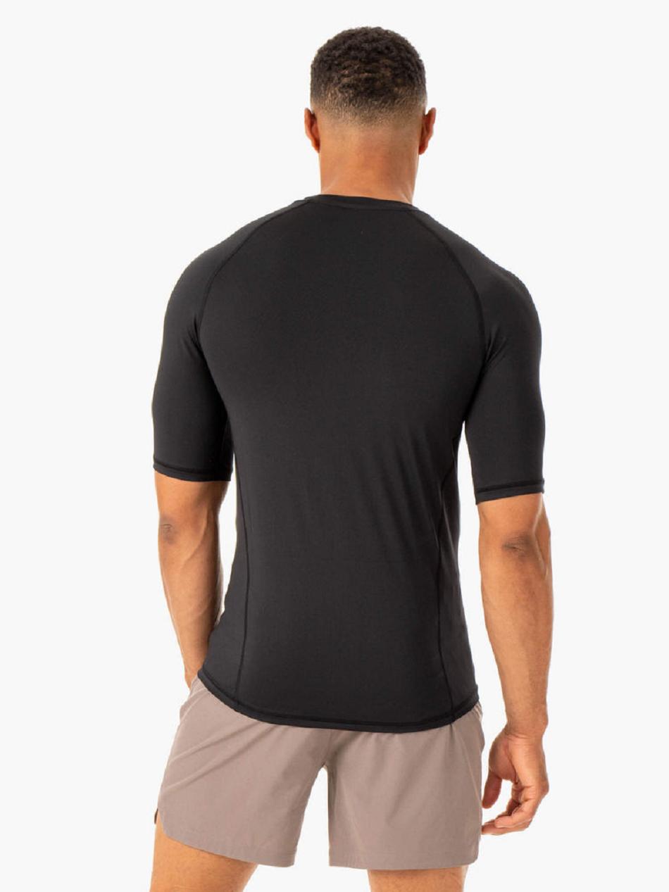 Black Men's Ryderwear Division Base Layer T-Shirt Top | 162DF34364