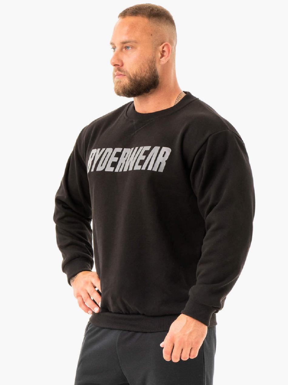 Black Men's Ryderwear Ease Fleece Pullover Top | FG42674