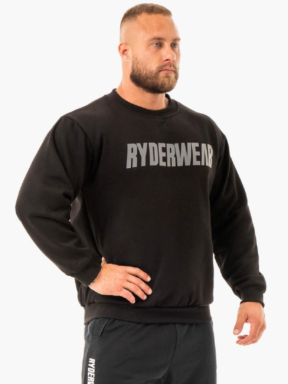 Black Men's Ryderwear Ease Fleece Pullover Top | FG42674