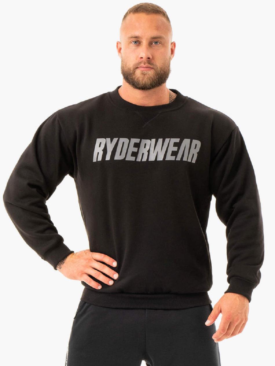 Black Men\'s Ryderwear Ease Fleece Pullover Top | FG42674