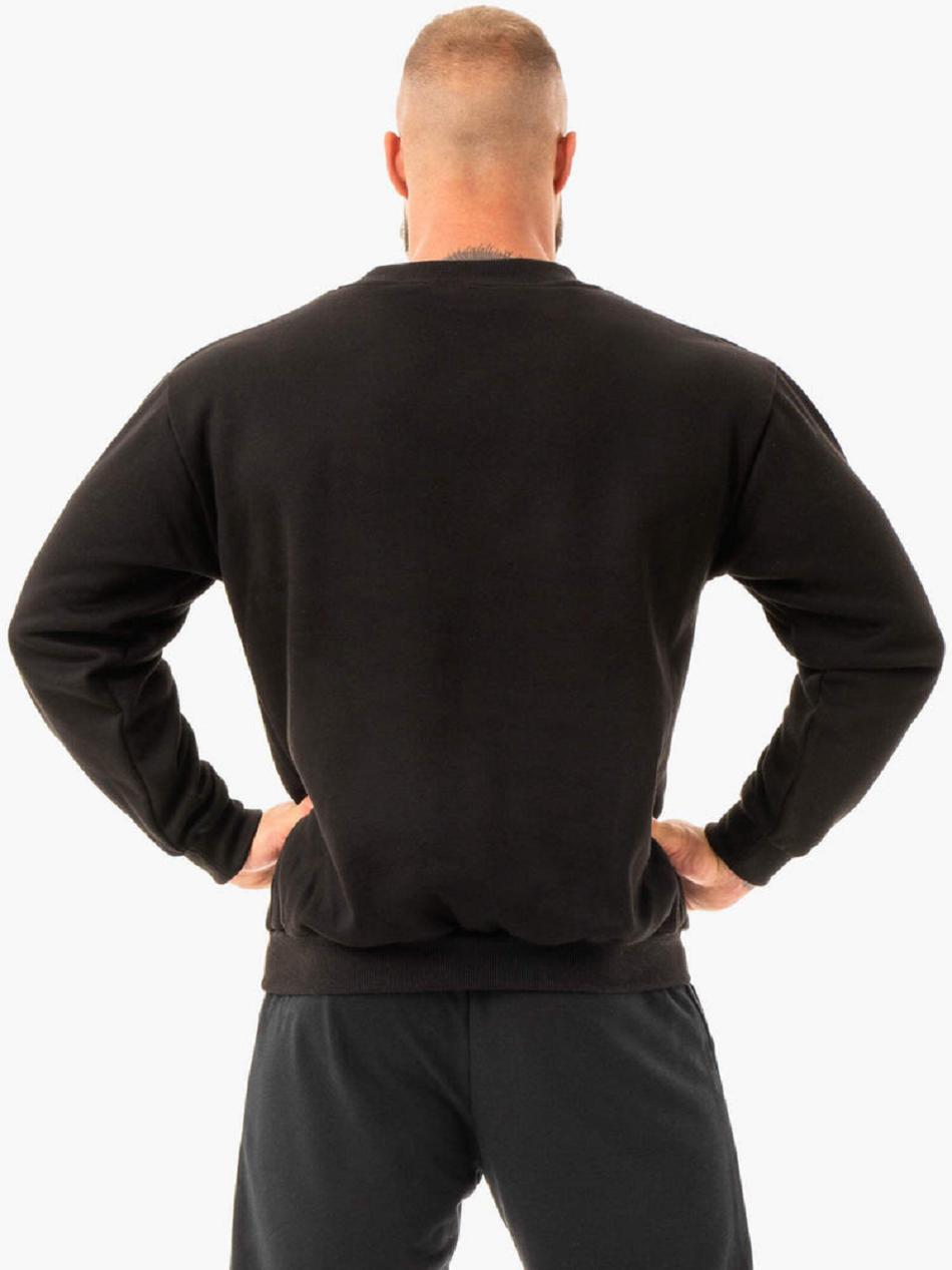 Black Men's Ryderwear Ease Fleece Pullover Sweaters | RFD32474