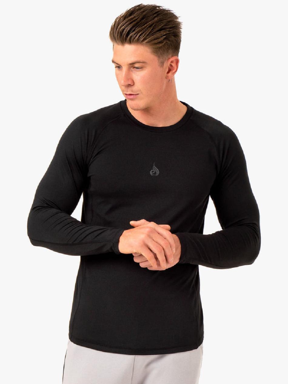 Black Men\'s Ryderwear Enhance Long Sleeve Training Top Top | 6D8545810