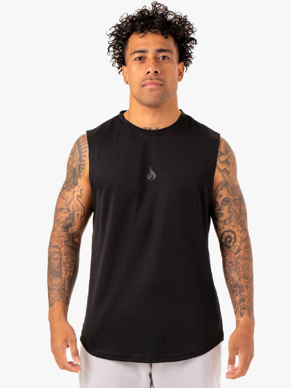 Black Men\'s Ryderwear Enhance Muscle Tanks | 82YH88799