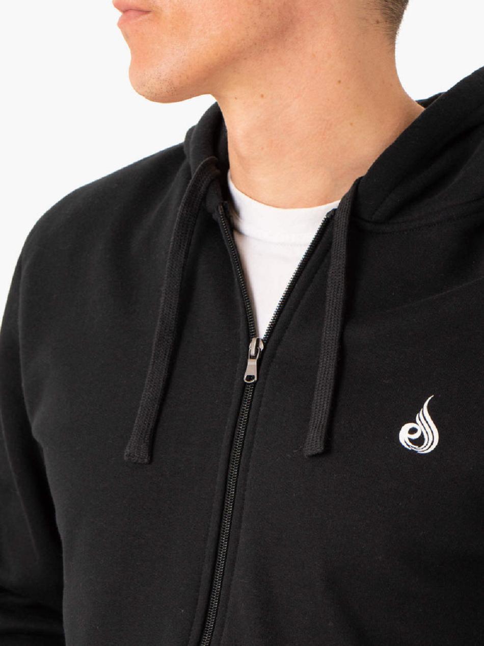 Black Men's Ryderwear Essential Zip Up Hoodie | FG9021751