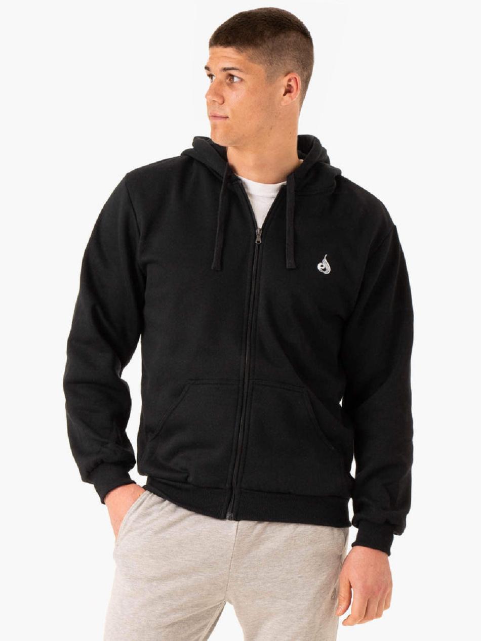 Black Men\'s Ryderwear Essential Zip Up Jacket Top | 6Y9142873