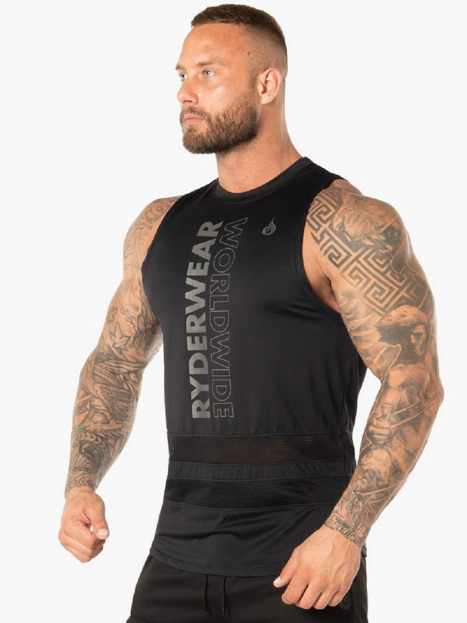 Black Men's Ryderwear Evo Mesh Baller Tank Top | 147IV35892