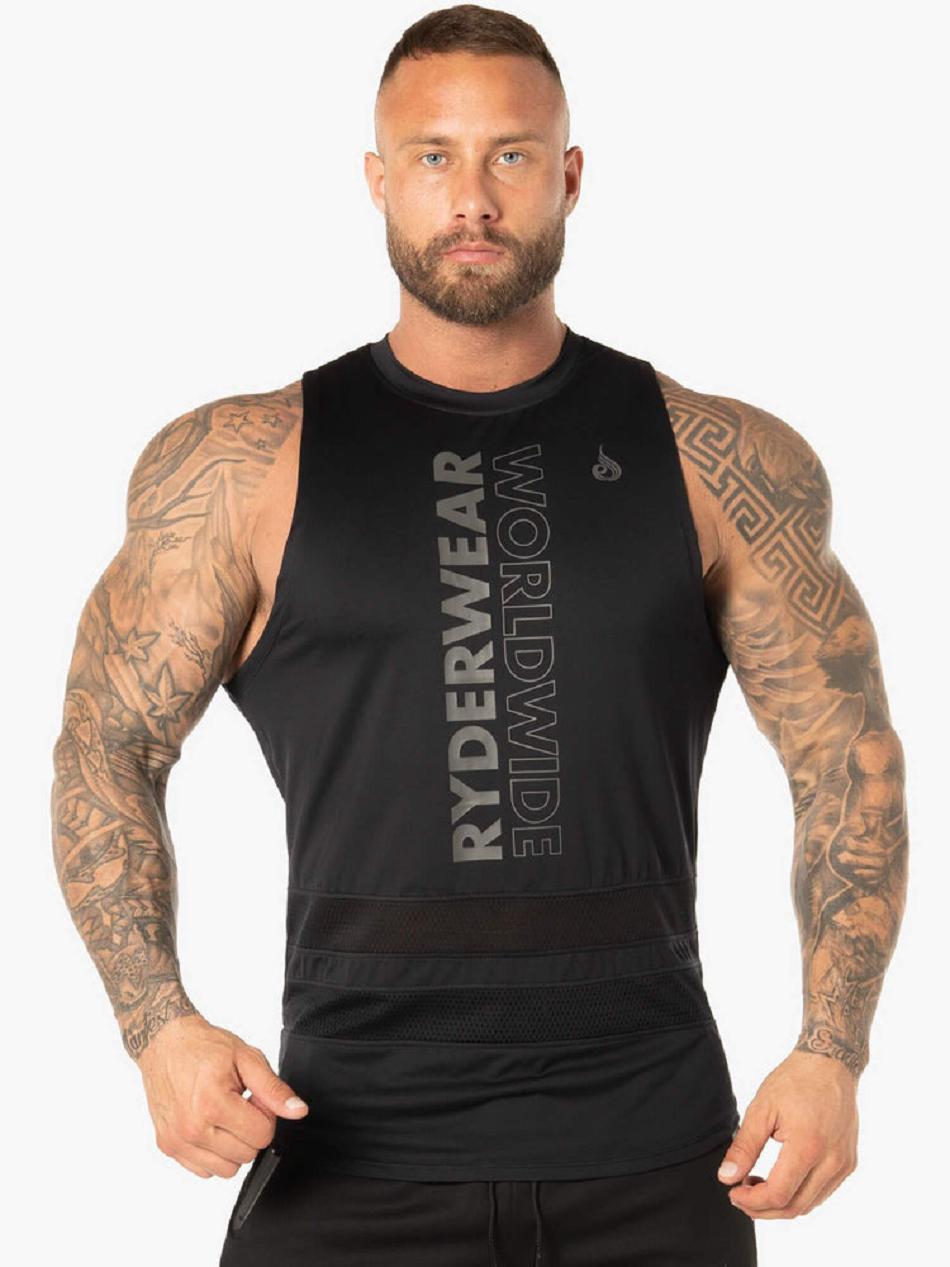 Black Men\'s Ryderwear Evo Mesh Baller Tank Top | 147IV35892