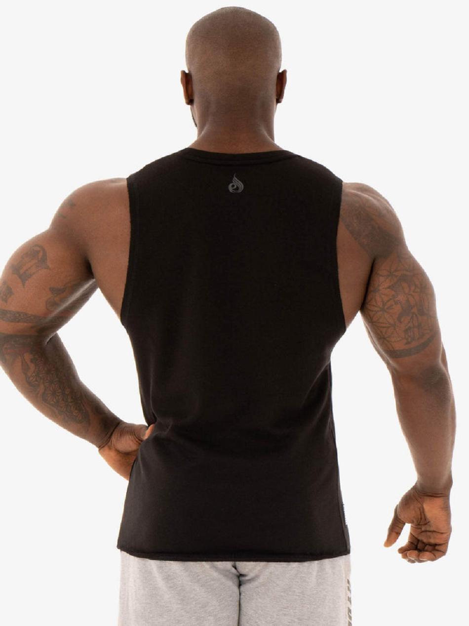 Black Men's Ryderwear Flex Fleece Tank Top | 148J57361