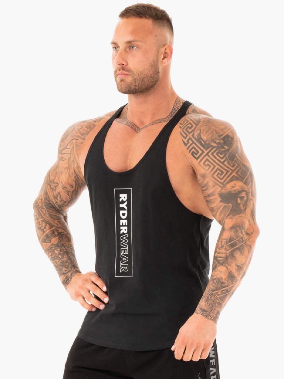 Black Men's Ryderwear Flex T-Back Stringer Tanks | DF7786866