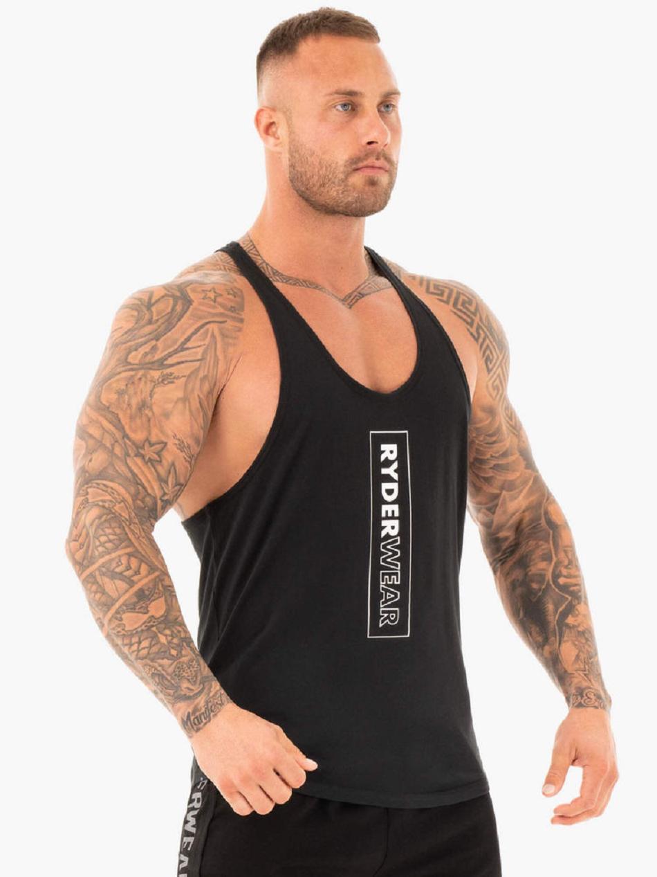 Black Men's Ryderwear Flex T-Back Stringer Tanks | DF7786866