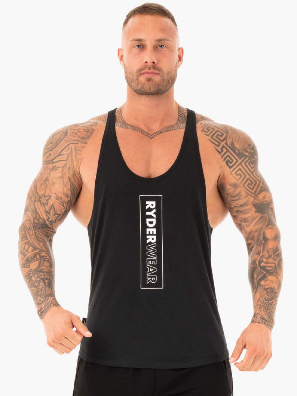 Black Men\'s Ryderwear Flex T-Back Stringer Tanks | DF7786866