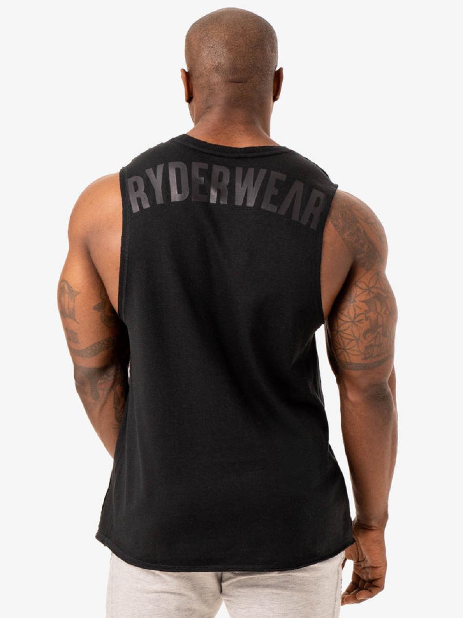 Black Men's Ryderwear Force Fleece Tank Top | 91HF17509