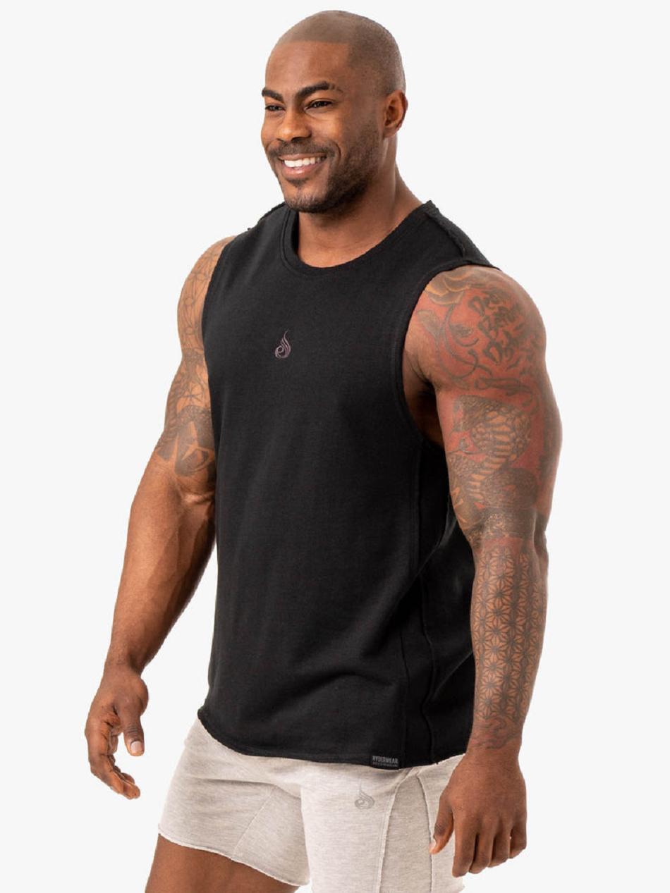 Black Men's Ryderwear Force Fleece Tank Top | 91HF17509