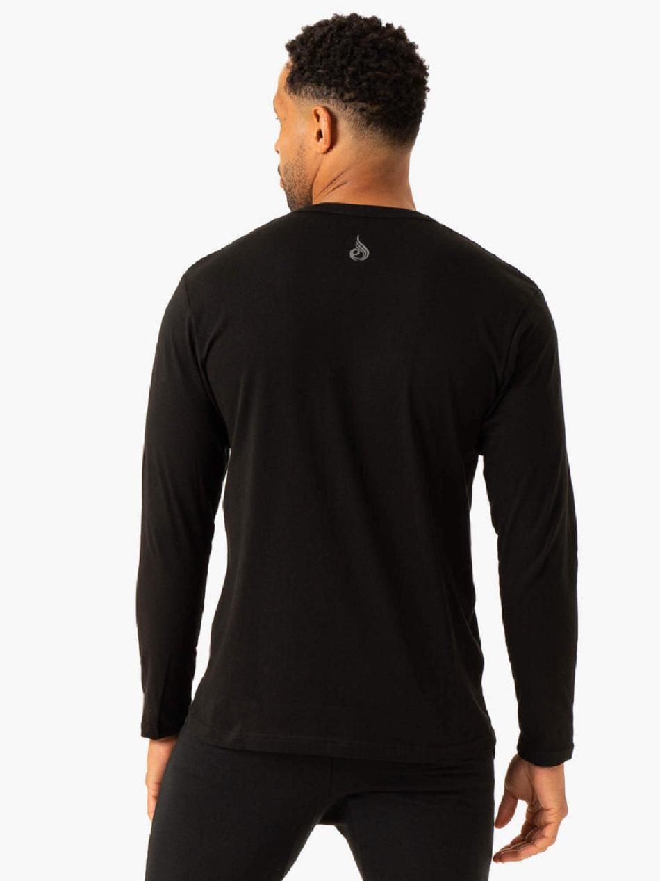 Black Men's Ryderwear Graphic Long Sleeve T-shirt | 86SB55499