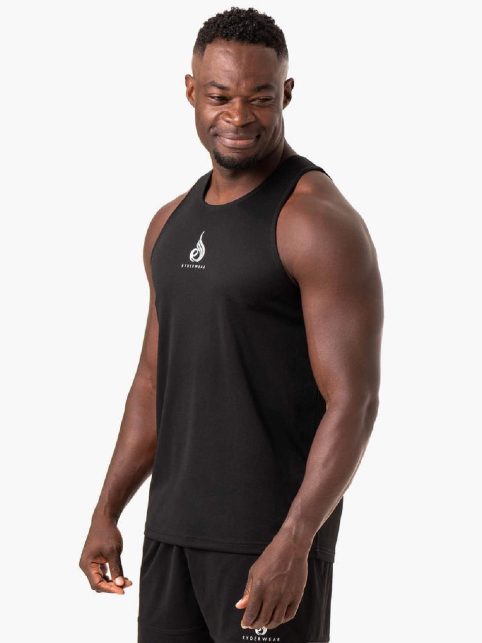 Black Men's Ryderwear Heighten Mesh Regular Tank Top | 138Y21479