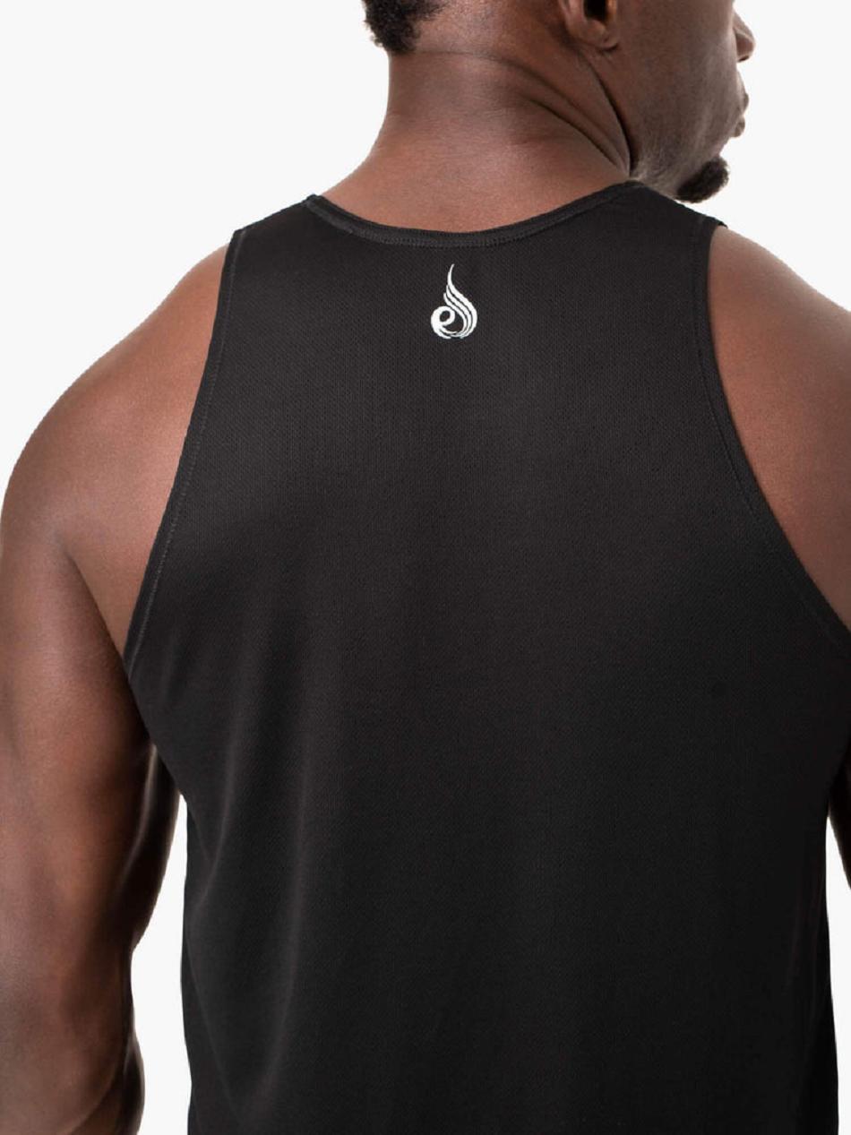 Black Men's Ryderwear Heighten Mesh Regular Tank Top | 138Y21479