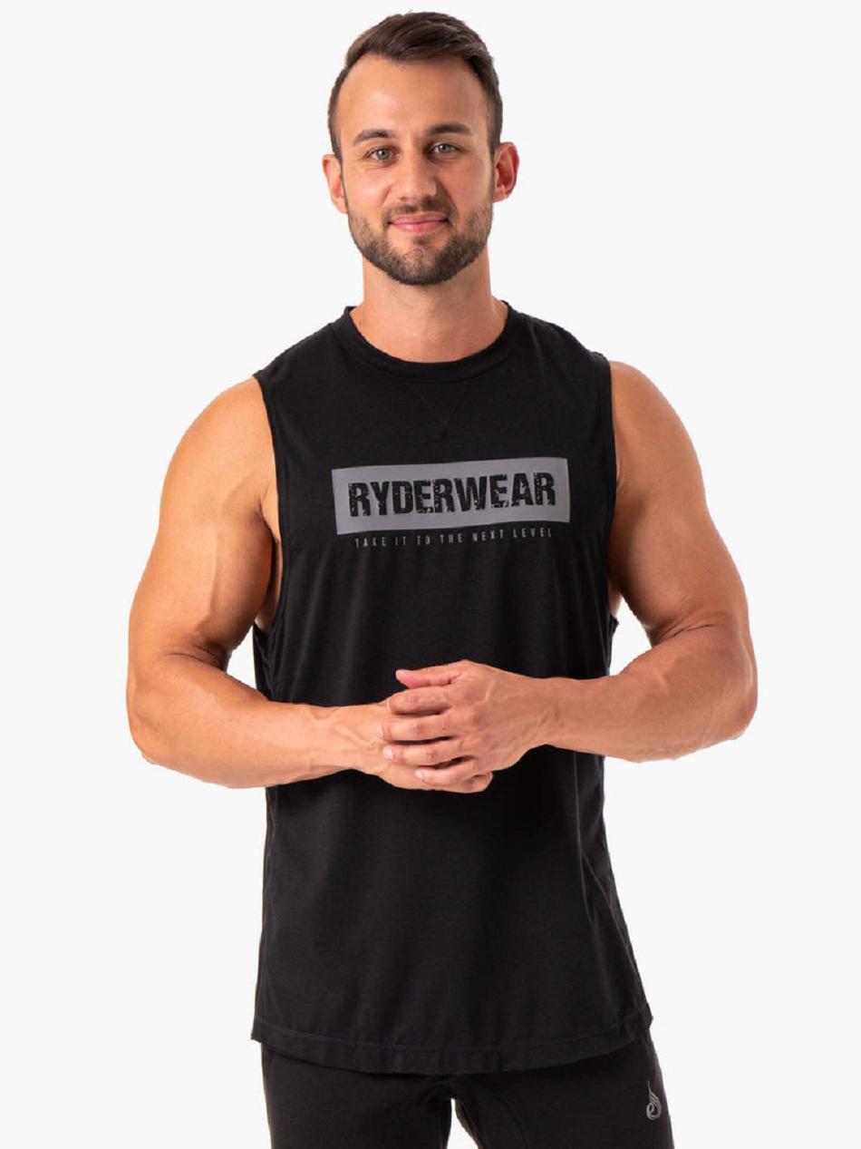 Black Men\'s Ryderwear Iron Baller Tank Top | V8F67256