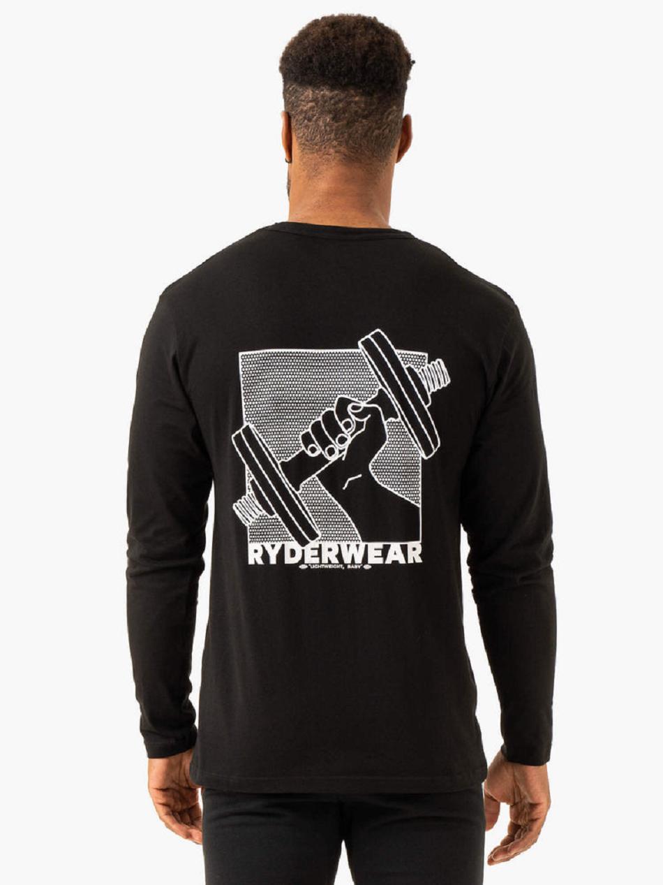 Black Men's Ryderwear Lift Long Sleeve T-shirt | 86JS51590