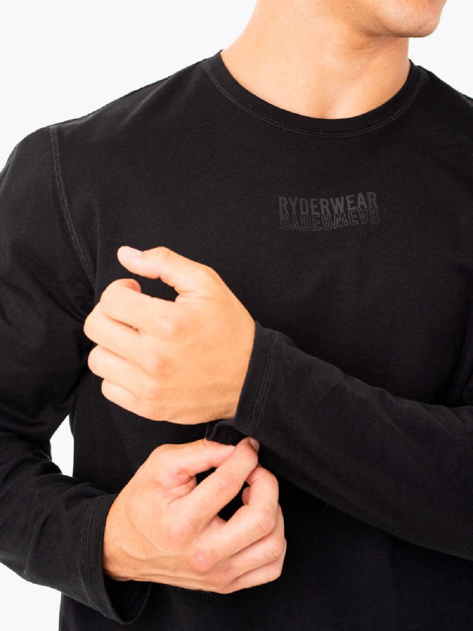 Black Men's Ryderwear Limitless Long Sleeve T-Shirt Top | 5G8643358