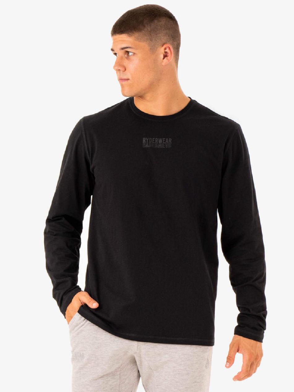 Black Men\'s Ryderwear Limitless Long Sleeve T-Shirt Top | 5G8643358