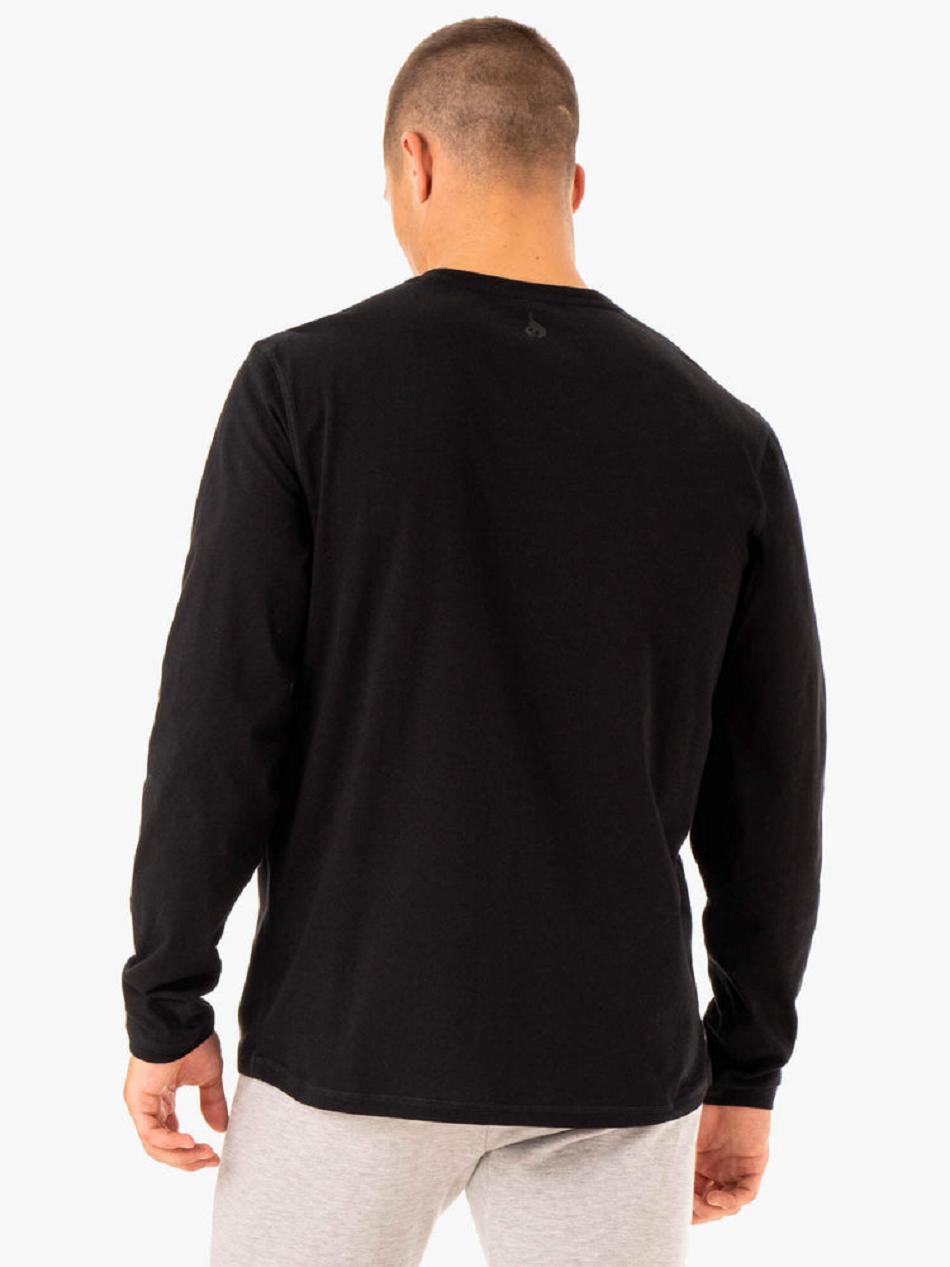 Black Men's Ryderwear Limitless Long Sleeve T-Shirt Active Lounge | 96SB79028