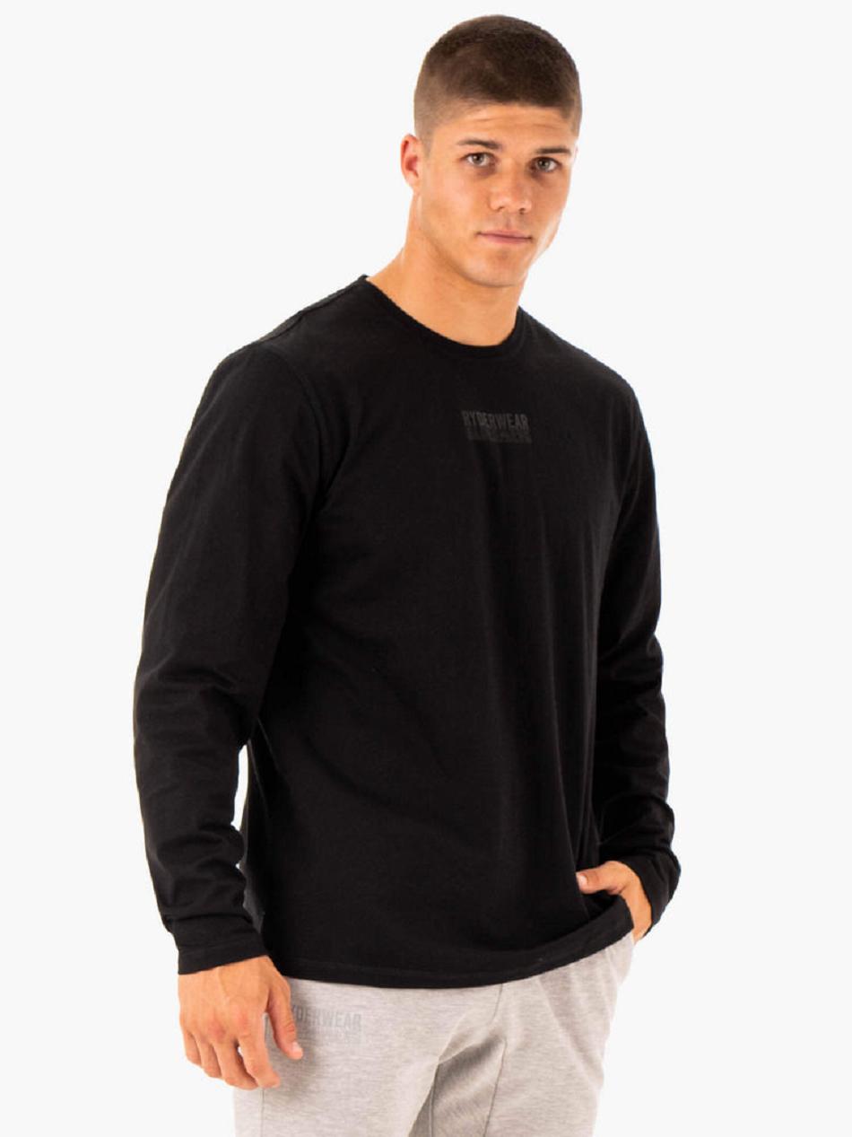 Black Men's Ryderwear Limitless Long Sleeve T-Shirt Active Lounge | 96SB79028