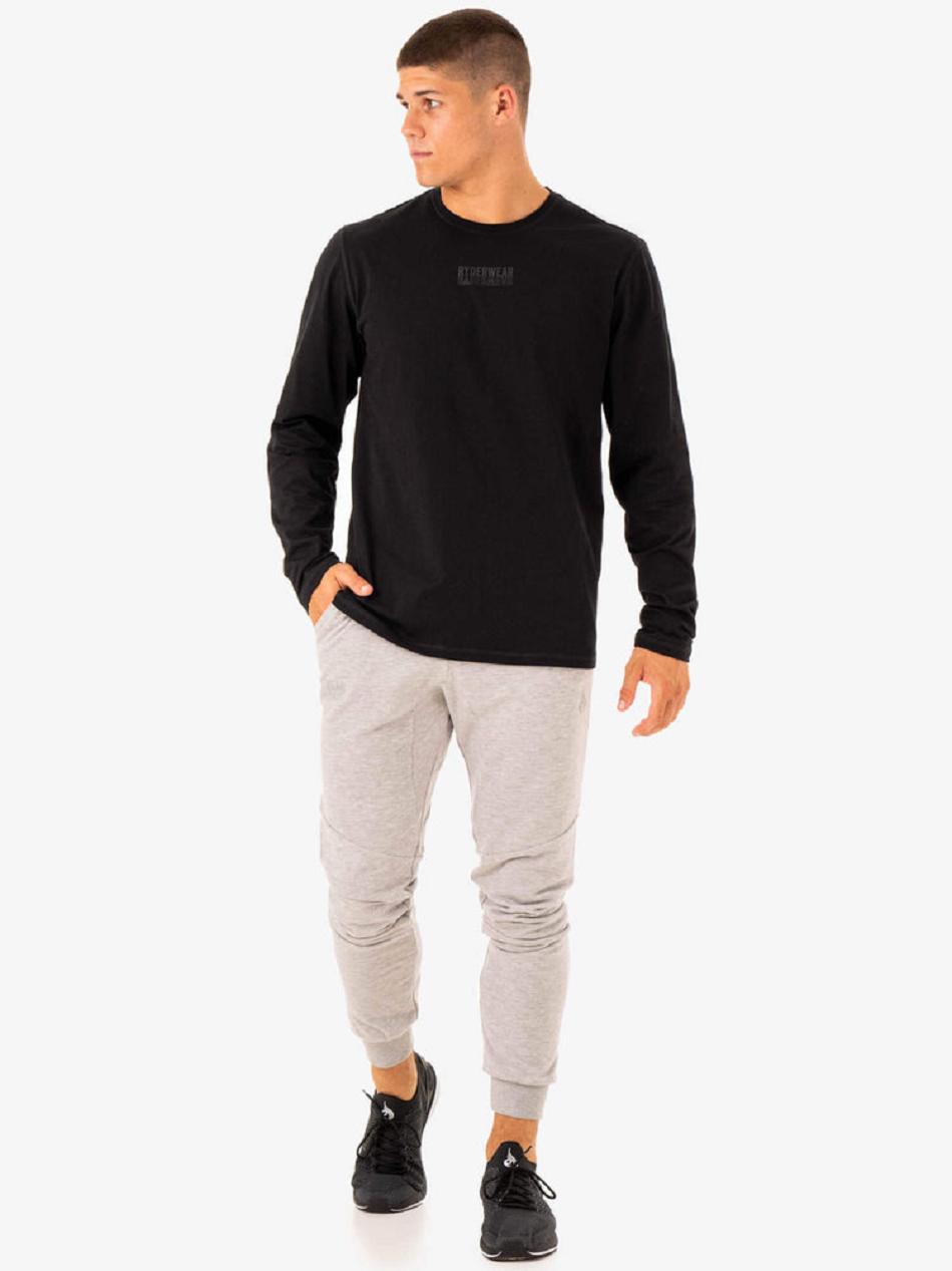 Black Men's Ryderwear Limitless Long Sleeve T-Shirt Active Lounge | 96SB79028