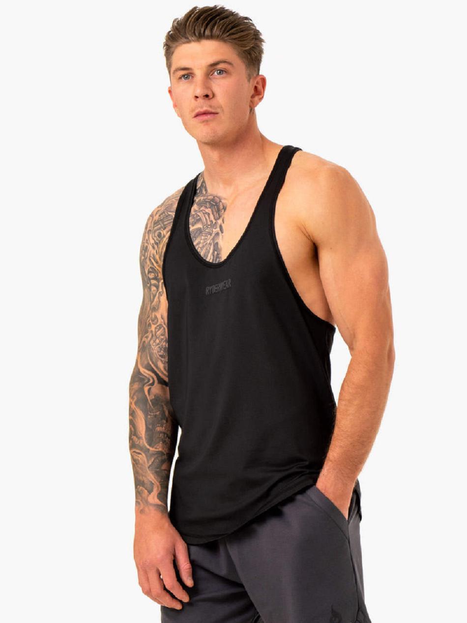 Black Men's Ryderwear Optimal Mesh T-Back Tanks | V8F30901