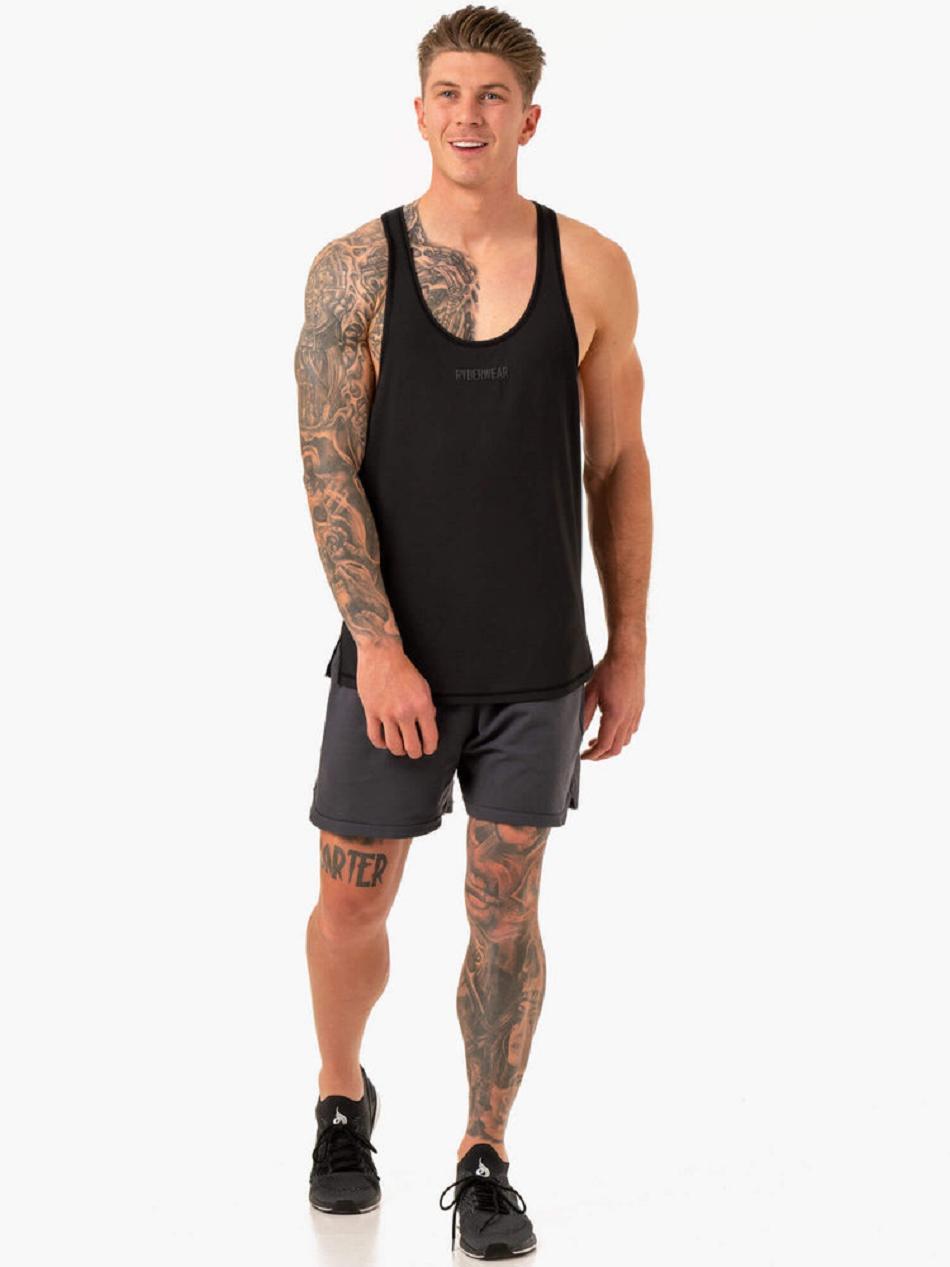 Black Men's Ryderwear Optimal Mesh T-Back Tanks | V8F30901