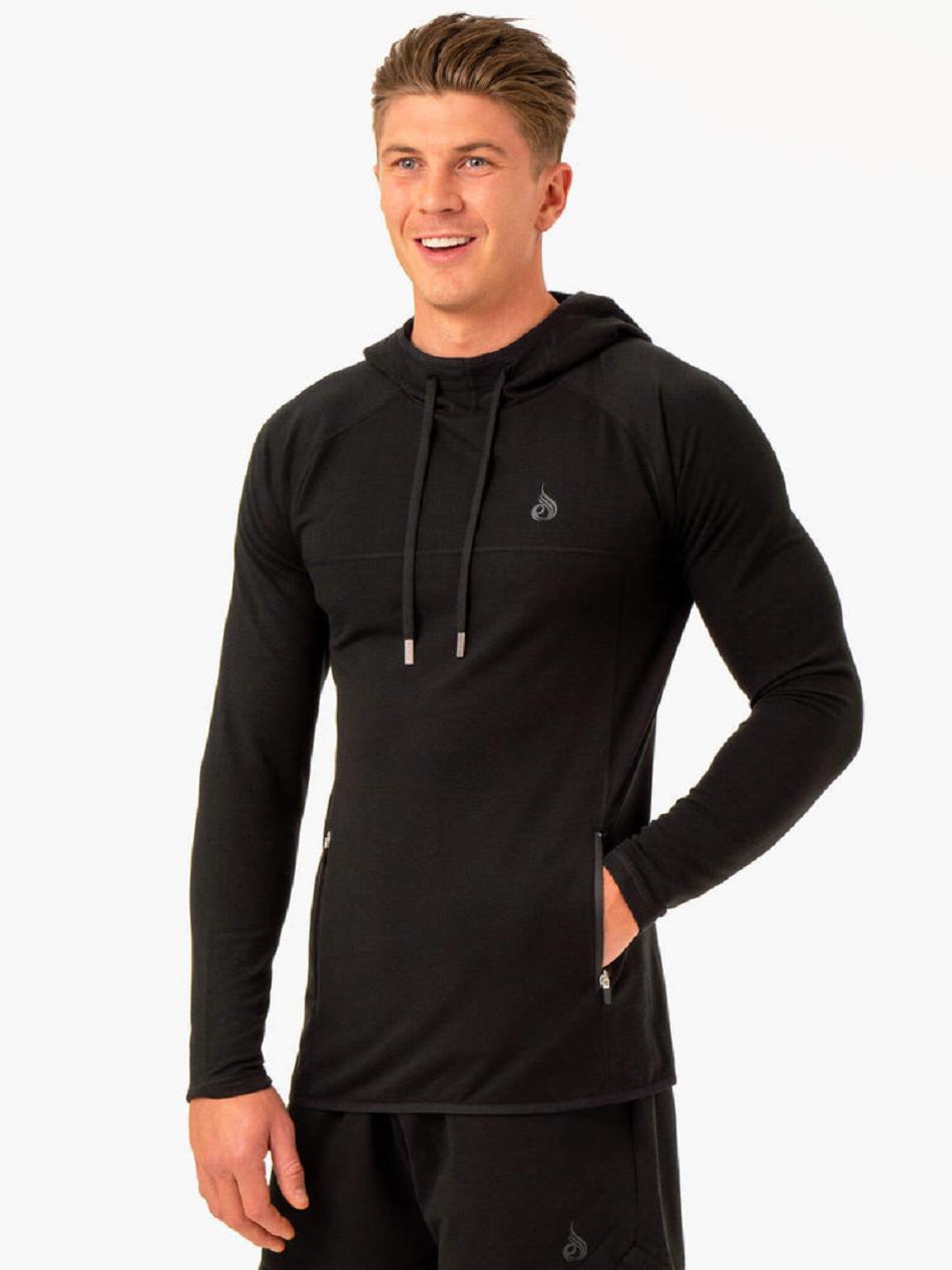 Black Men\'s Ryderwear Optimal Pullover Hoodie | OKT29586