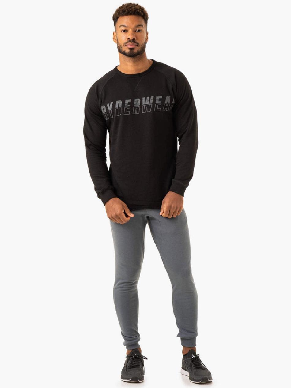 Black Men's Ryderwear Overdrive Crew Neck Top | 6Y9242726