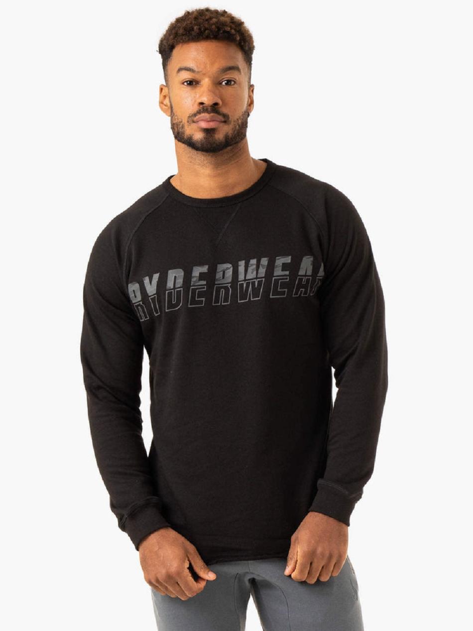 Black Men\'s Ryderwear Overdrive Crew Neck Top | 6Y9242726